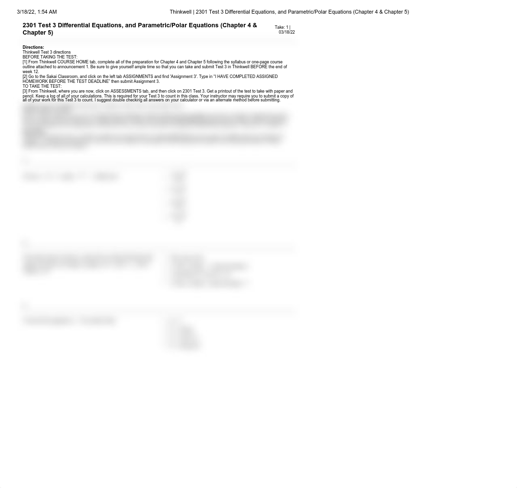 Thinkwell _ 2301 Test 3 Differential Equations, and Parametric_Polar Equations (Chapter 4 & Chapter_dhtjjdcb4f0_page1