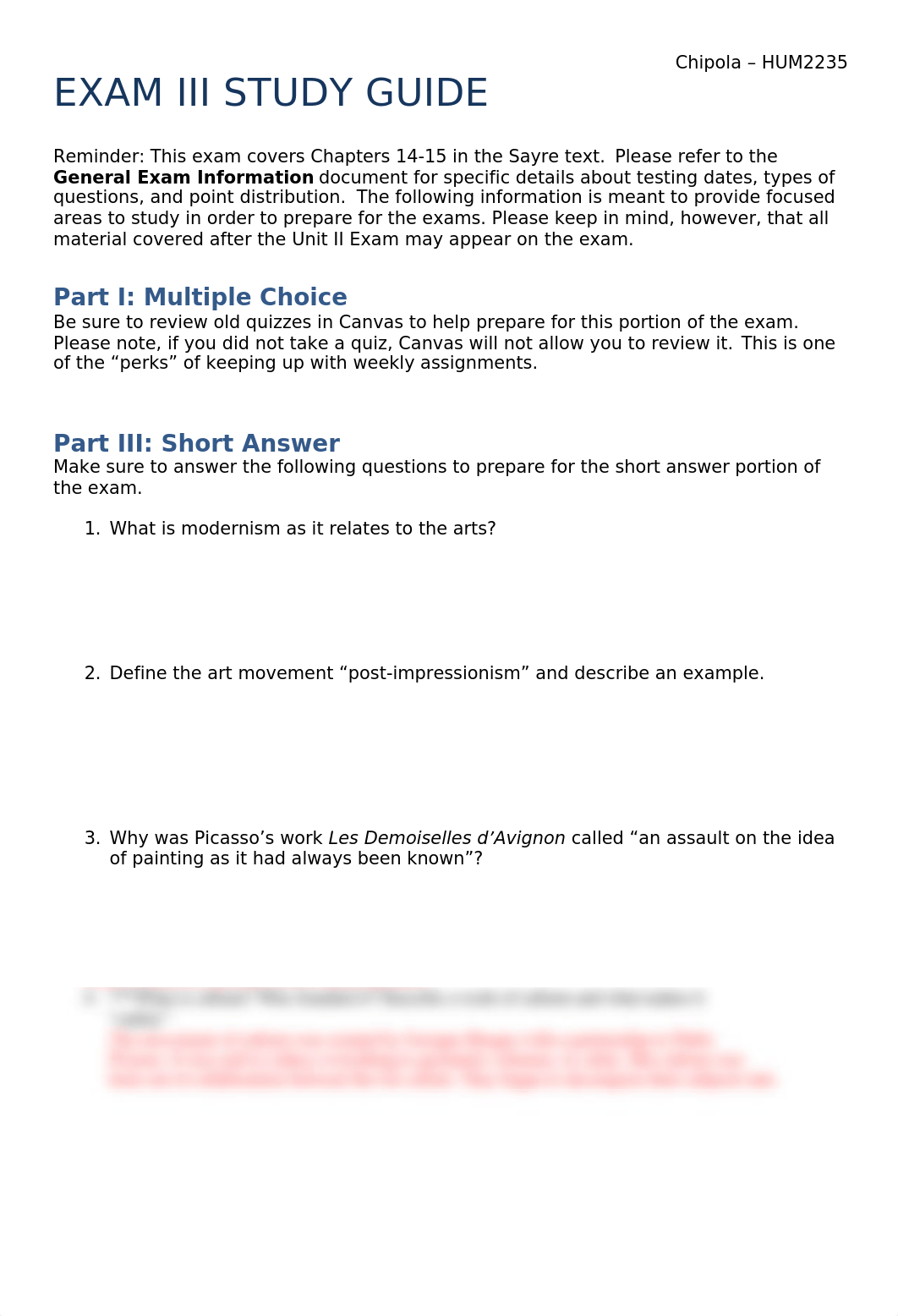 FA18 HUM2235 Study Guide Exam III.docx_dhu3ucdjopn_page1