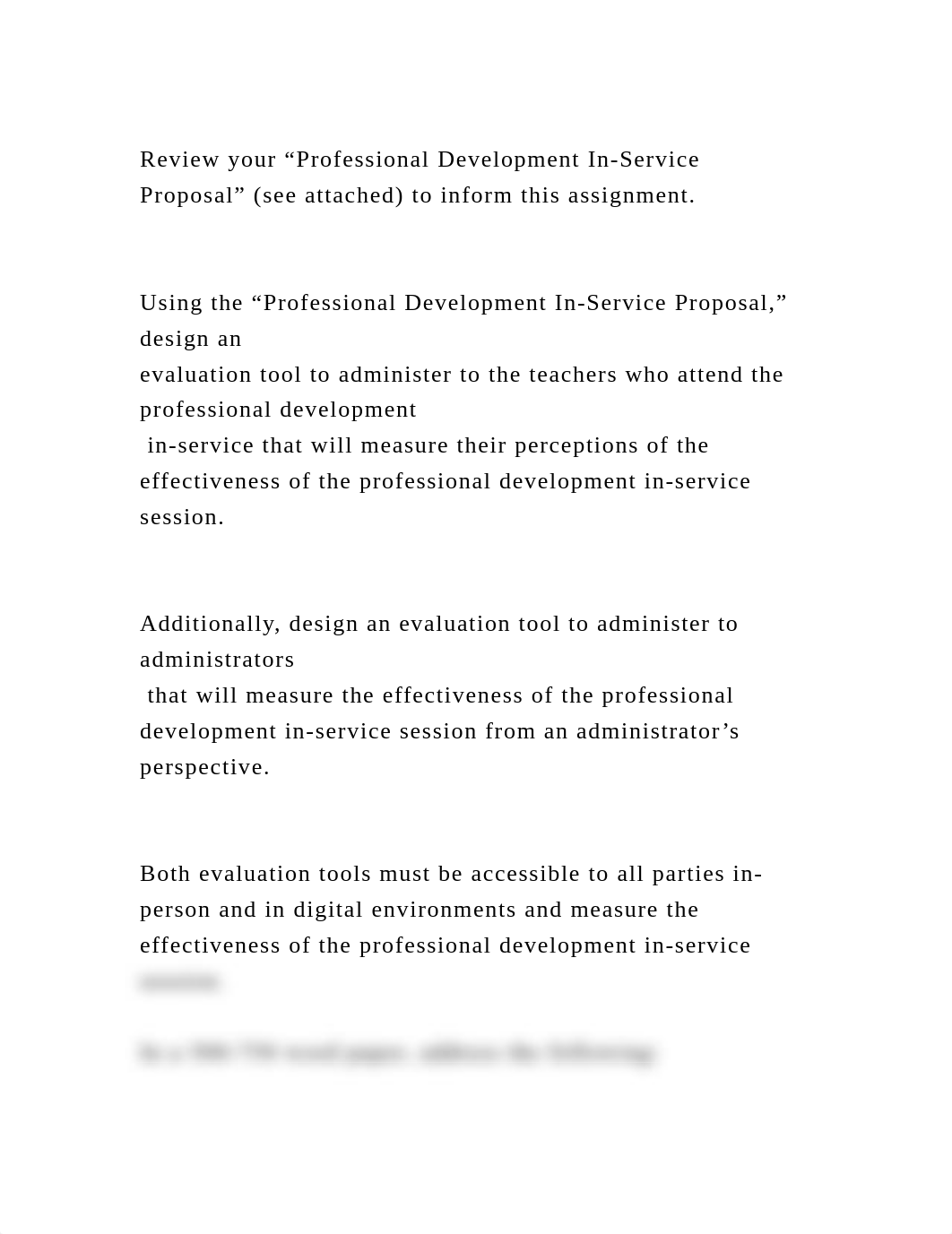 Review your "Professional Development In-Service Proposal" (see atta.docx_dhu6y4callg_page2