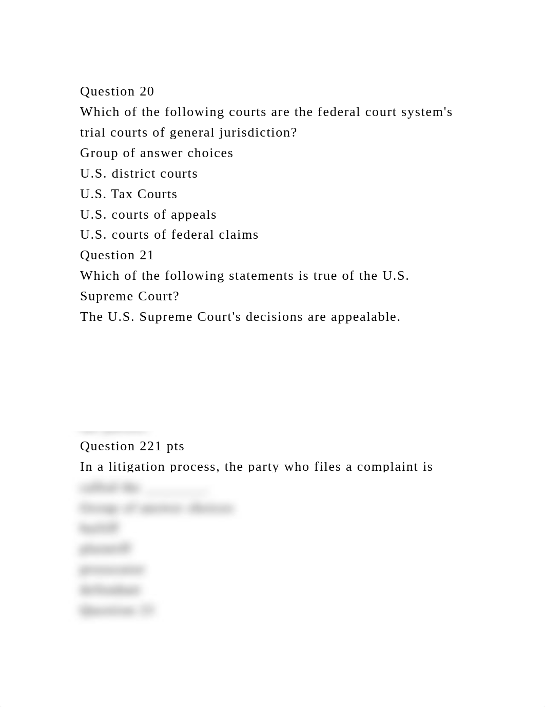 Question 20Which of the following courts are the federal court sys.docx_dhu6zfvfjbx_page2