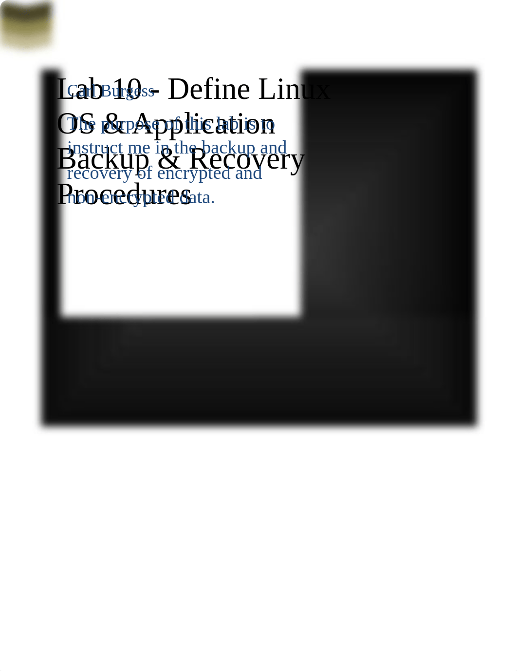 IS-418 - Week 10 - Lab 1 - Define Linux OS & Application Backup & Recovery Procedures.docx_dhurl0kwsmp_page1