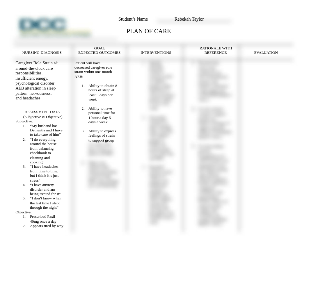 Clinical Day 9 Care Plan Caregiver Role Strain.docx_dhv2m2b9rp2_page1