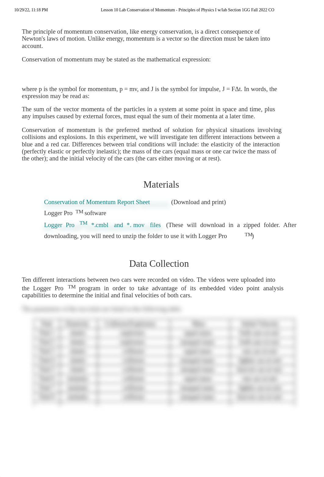 Lesson 10 Lab Conservation of Momentum - Principles of Physics I w_lab Section 1GG Fall 2022 CO.pdf_dhvcfq8ij57_page1