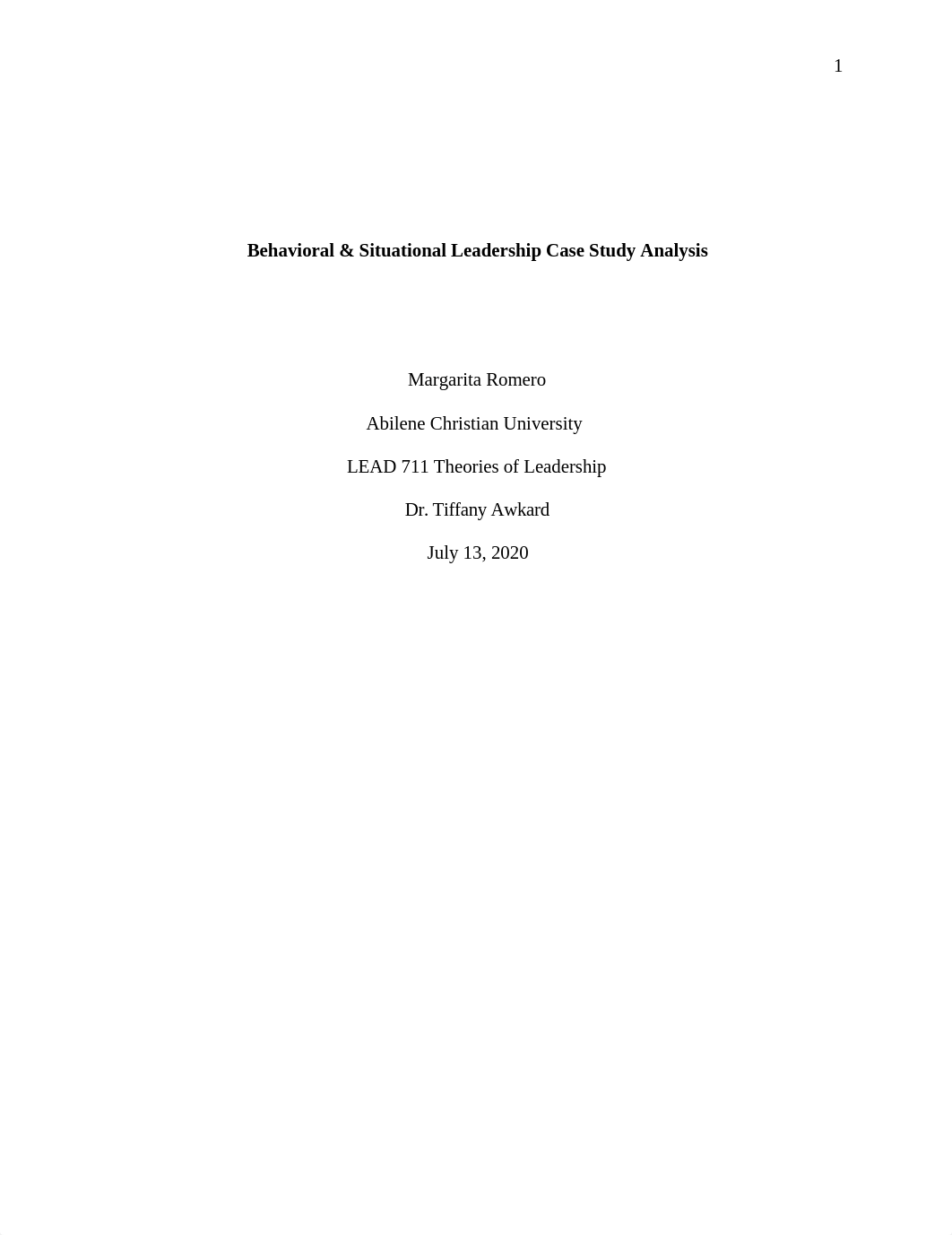 Behavioral vs. Situational Leadership Styles Paper .docx_dhvm04sqhn5_page1