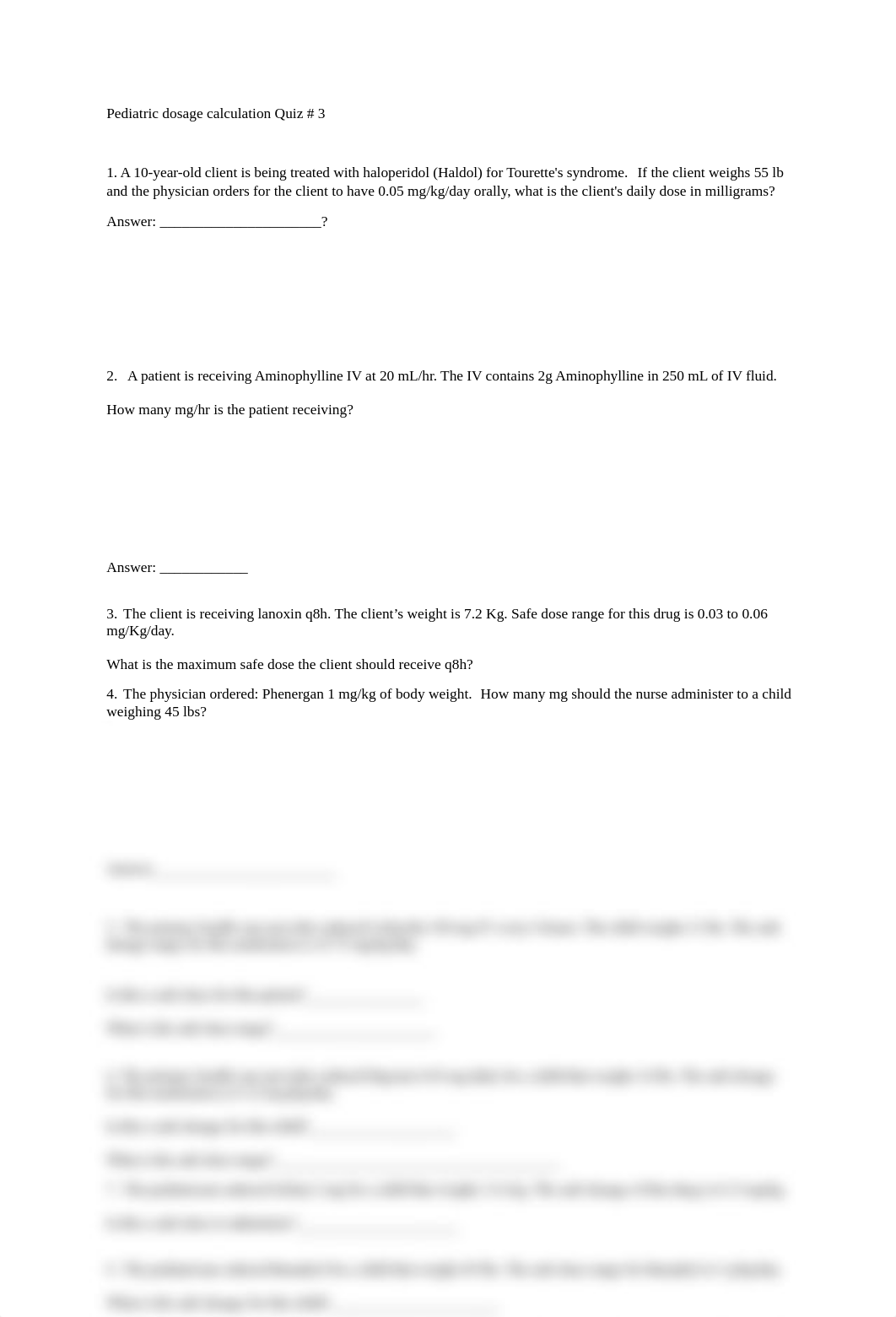 NUR 205 Dosage calculation Quiz 3.docx_dhw8bigzu1k_page1