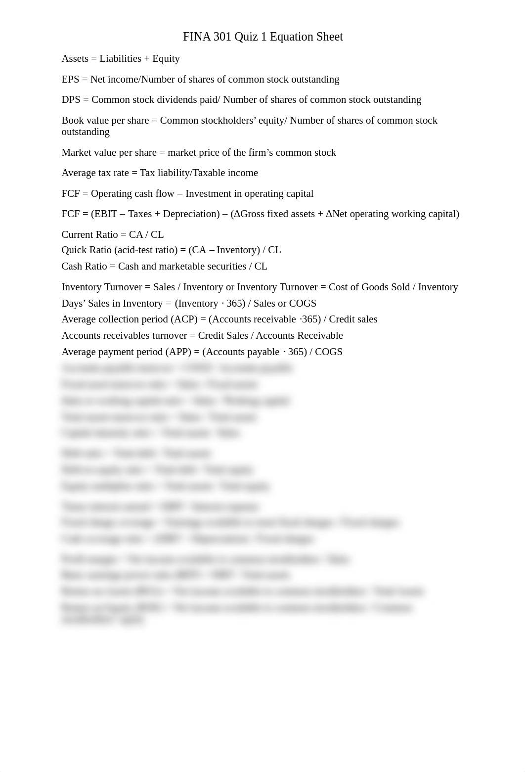 FINA 301 Quiz 1 Equation Sheet_dhwtkcyjmwf_page1