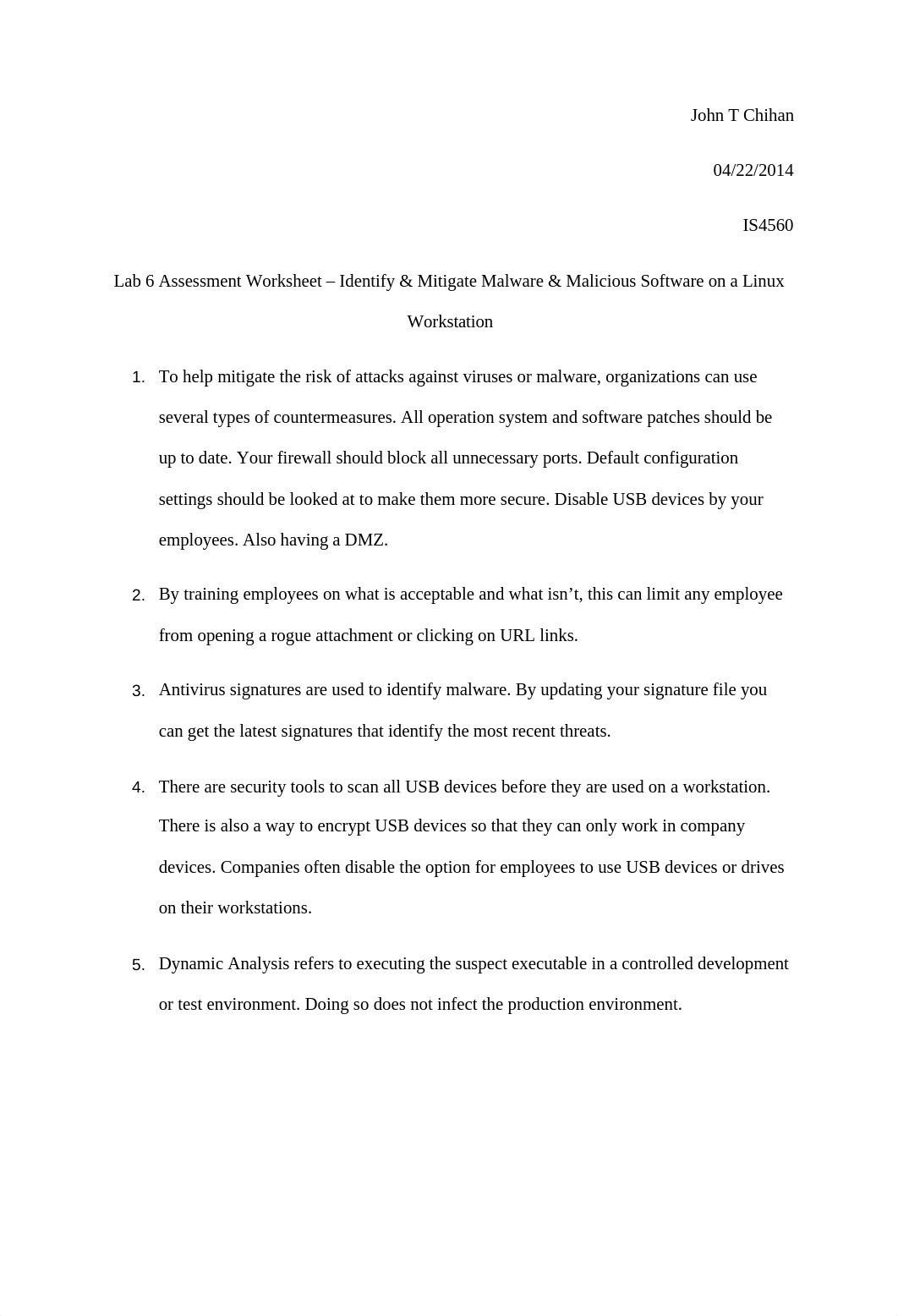 Lab 6 Assessment Worksheet - Identify & Mitigate Malware & Malicious Software on a Linux Workstation_dhx57sznher_page1