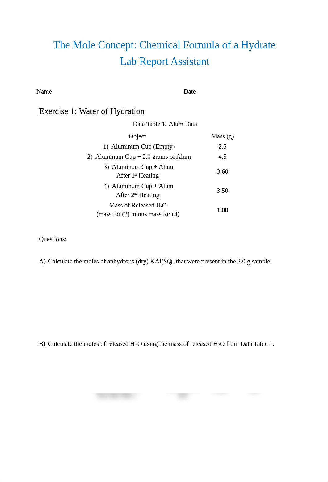 Lab 7 The Mole Concept Chemical Formula of a Hydrate REPORT.docx_dhy72tne23z_page1