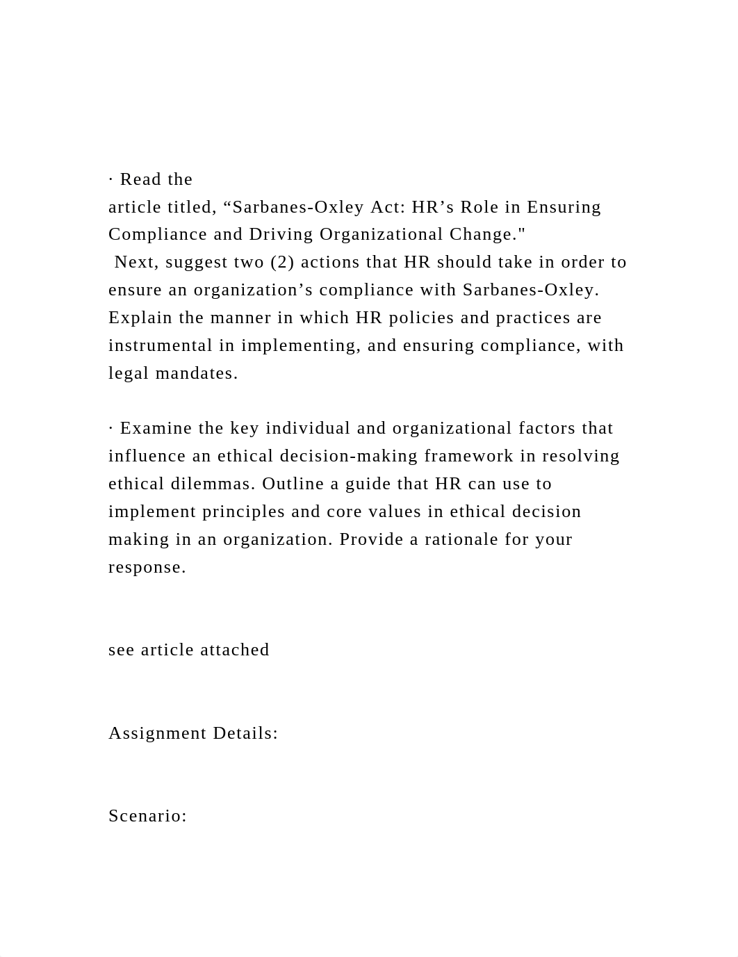 · Read the article titled, "Sarbanes-Oxley Act HR's Role in E.docx_dhye3qe6ln8_page2