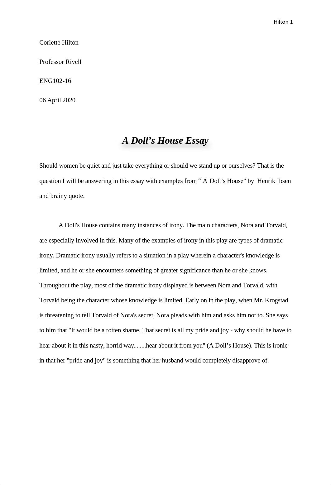 Corlette Hilton's Drama Essay.docx_dhyjk78byhg_page1