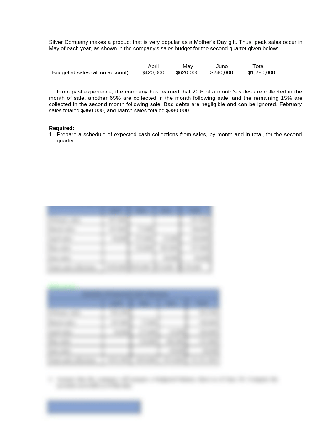 Schedule of Expected Cash Collections (Student Made Work)_dhyvod2g079_page1