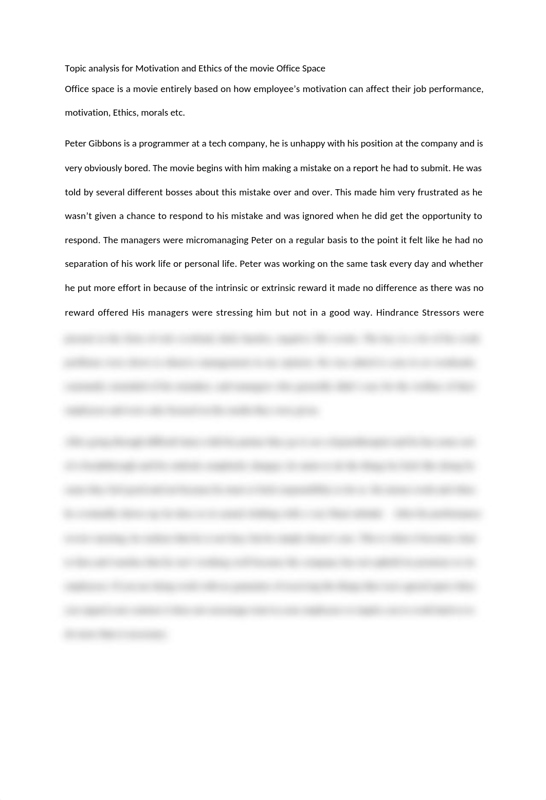 Topic analysis for Motivation and Ethics of the movie Office Space.docx_dhz63sb5leb_page1