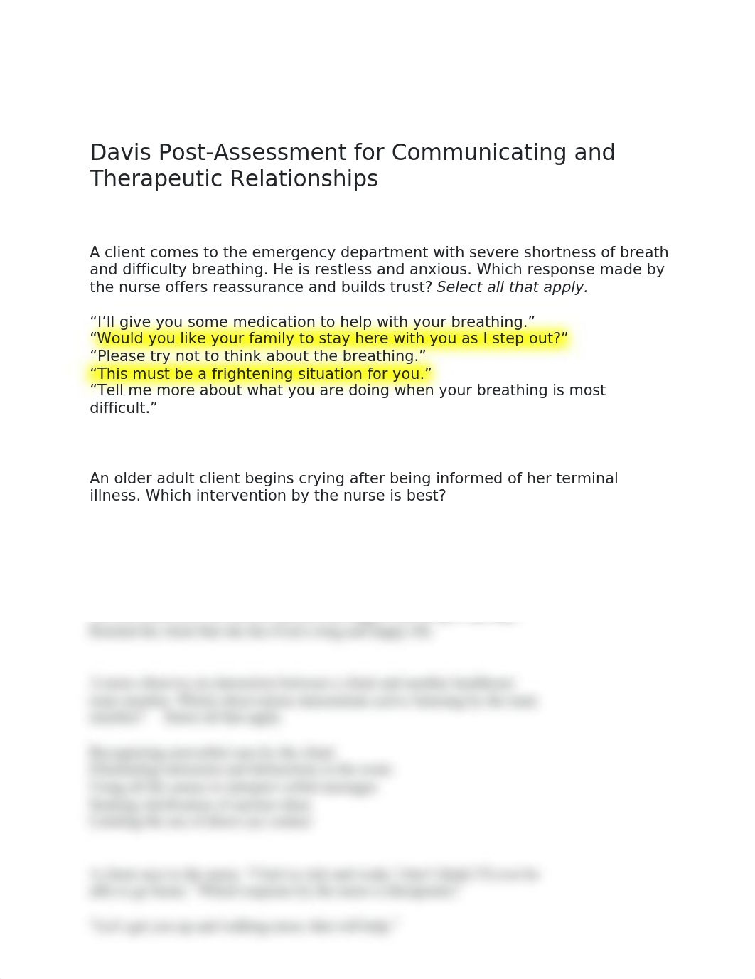 Communicating and Therapeutic Relationships Davis Post-Assessment  .docx_dhzhhd7tmsz_page1