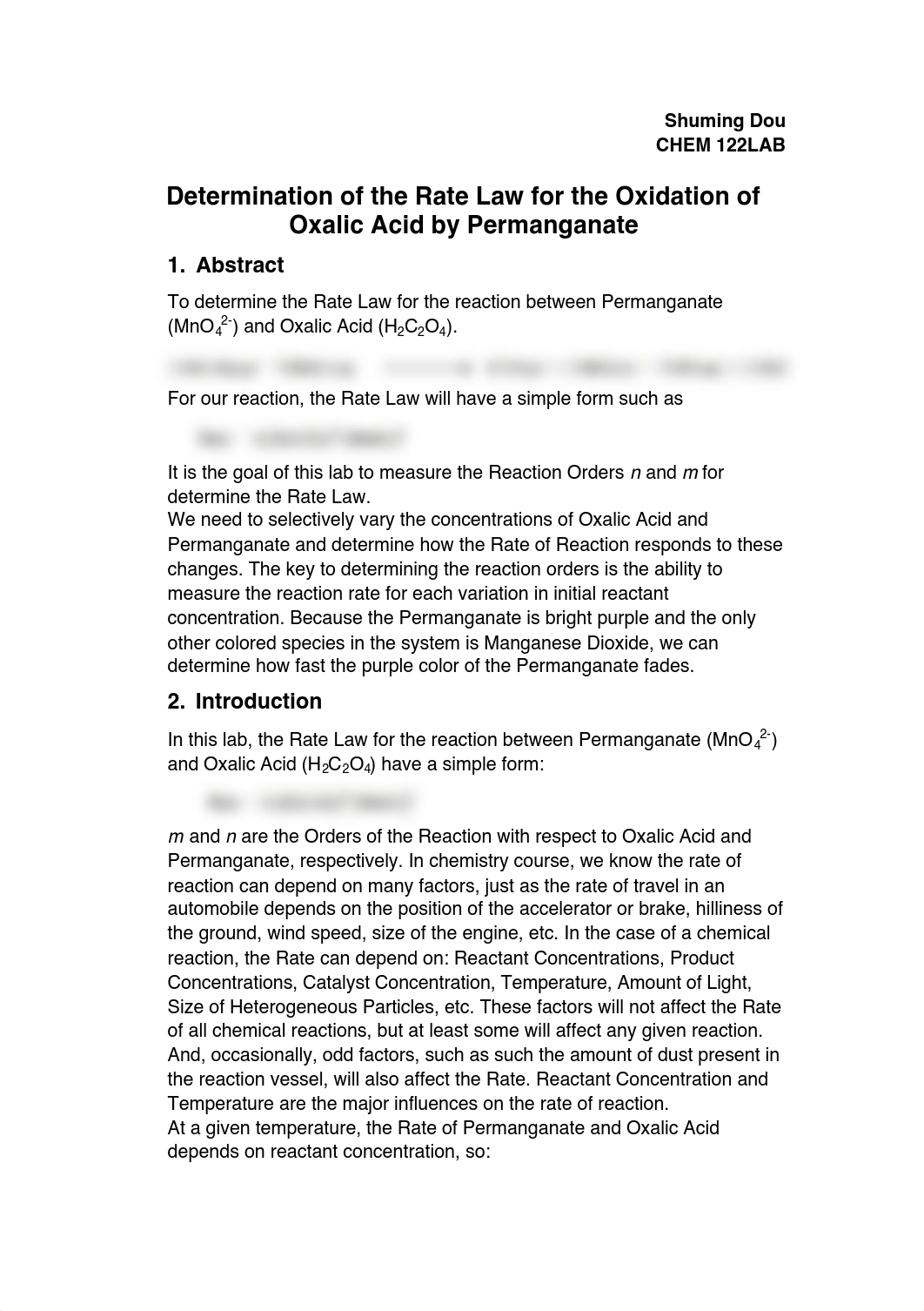 [CHEM122Lab#3]Printed Determination of the Rate Law for the Oxidation of Oxalic Acid by Permanganate_dhzthhuutxg_page1