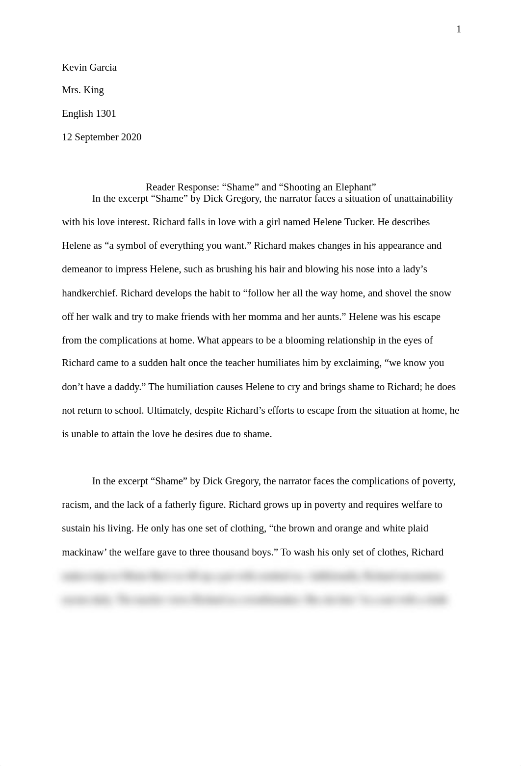 Reader Response_ "Shame" and "Shooting an Elephant" - Kevin Garcia.docx_di1a91ztpjn_page1