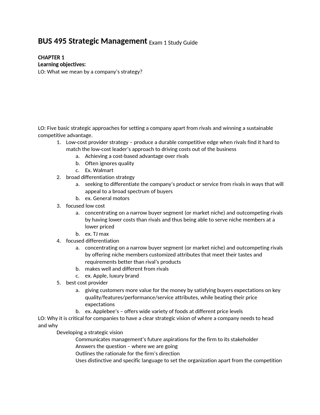 BUS 495 Strategic Management Exam 1 Study Guide_di1xb2ys3jw_page1