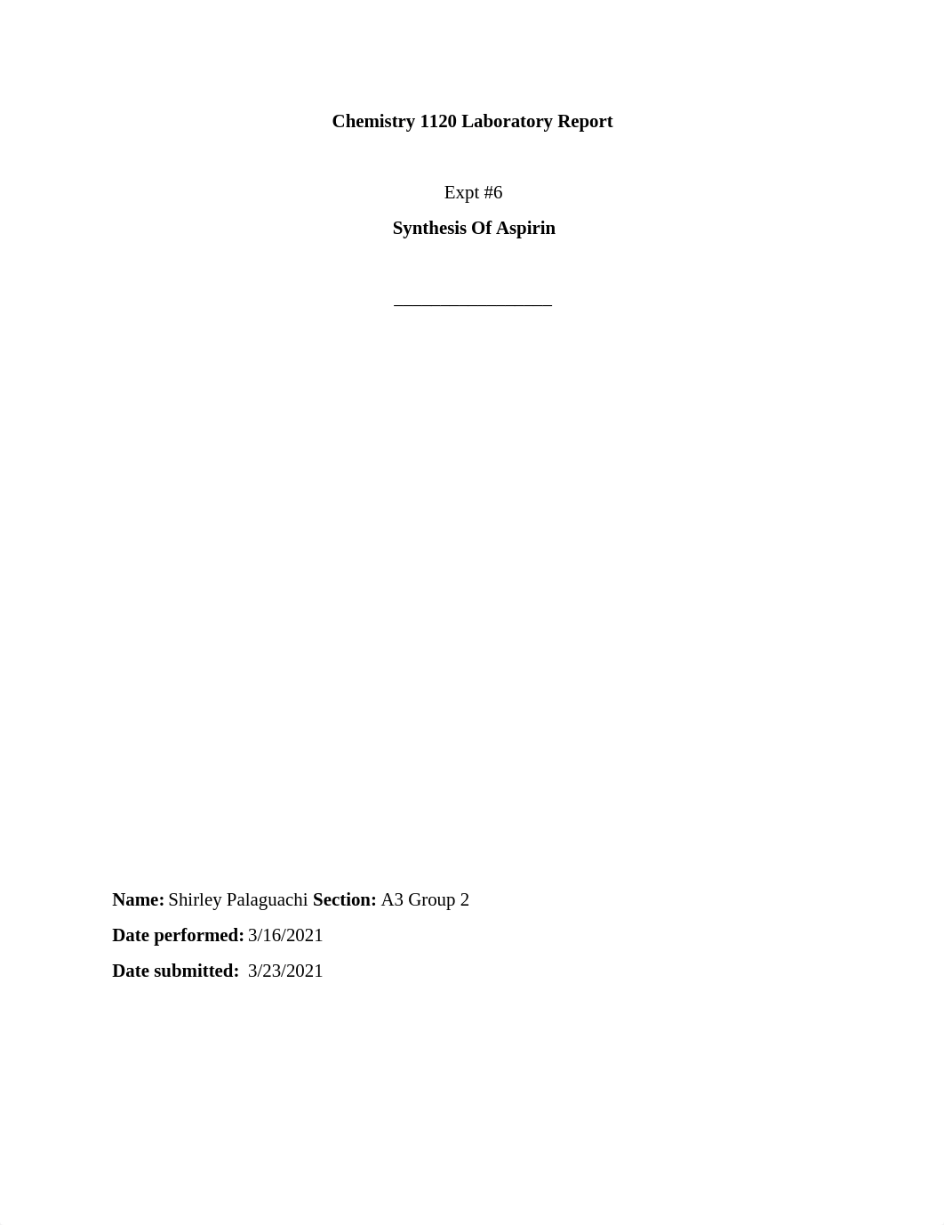 Lab Report #6- Synthesis of Aspirin.docx_di23iodoyxx_page1