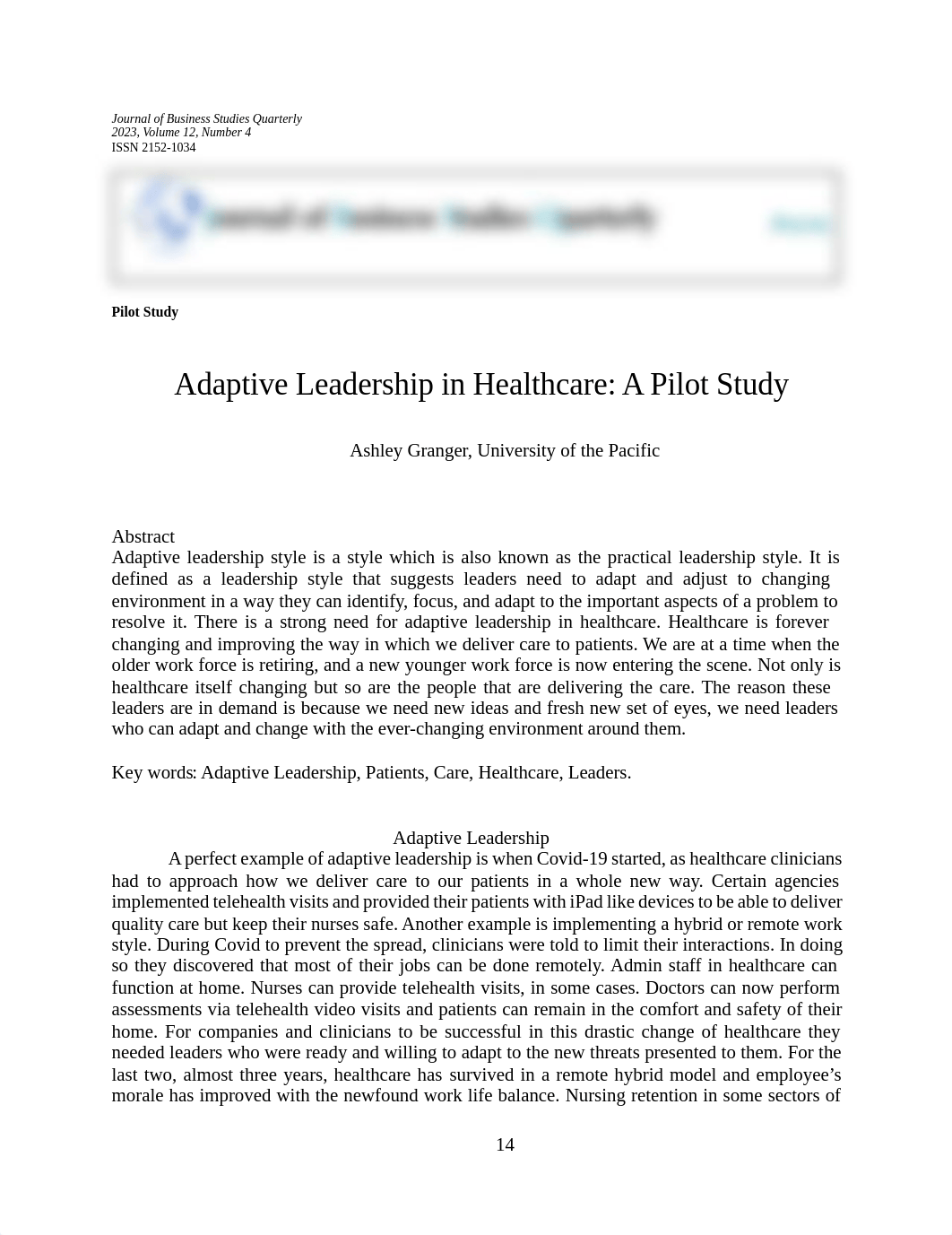 Week 3 lab article - Adaptive Leadership in Healthcare_Jan 2024.pdf_di2j120q8h5_page1