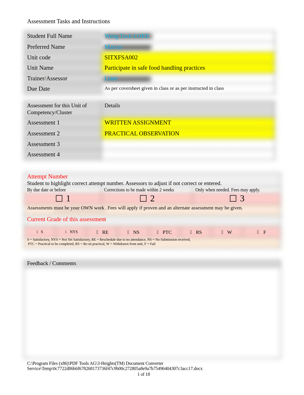 Written Assignment V2 SITXFSA002.pdf_di2l10xfrgh_page1