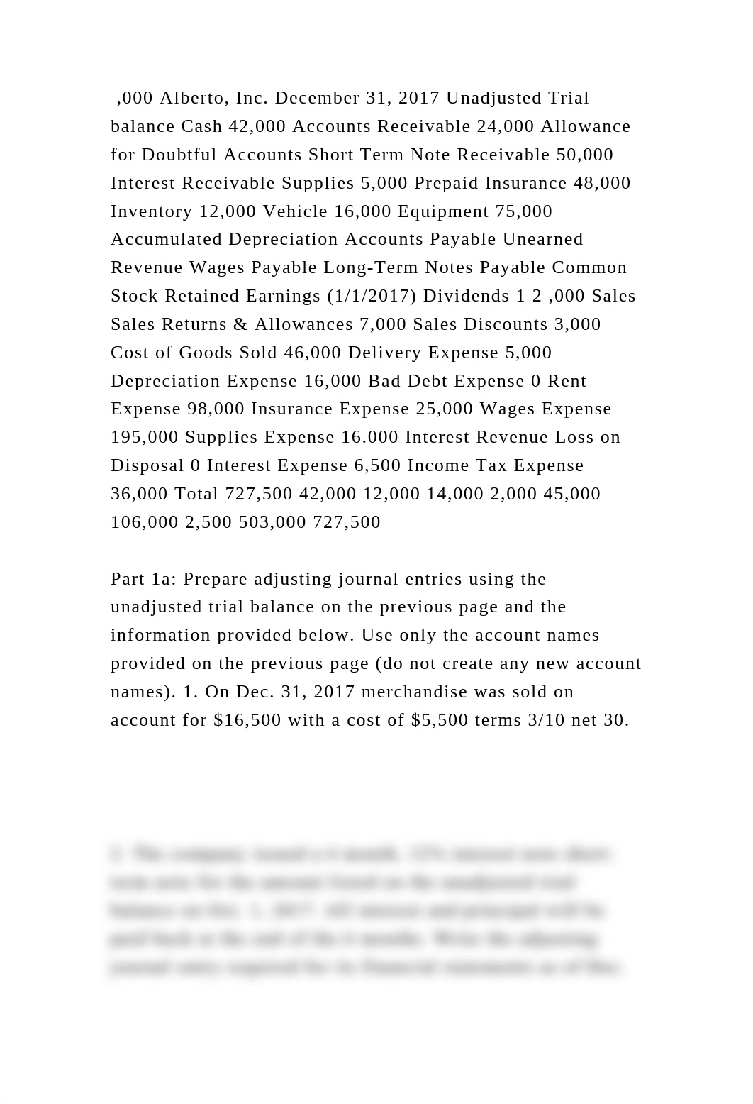,000 Alberto, Inc. December 31, 2017 Unadjusted Trial balance Cash 42.docx_di2qxc9wrx1_page2