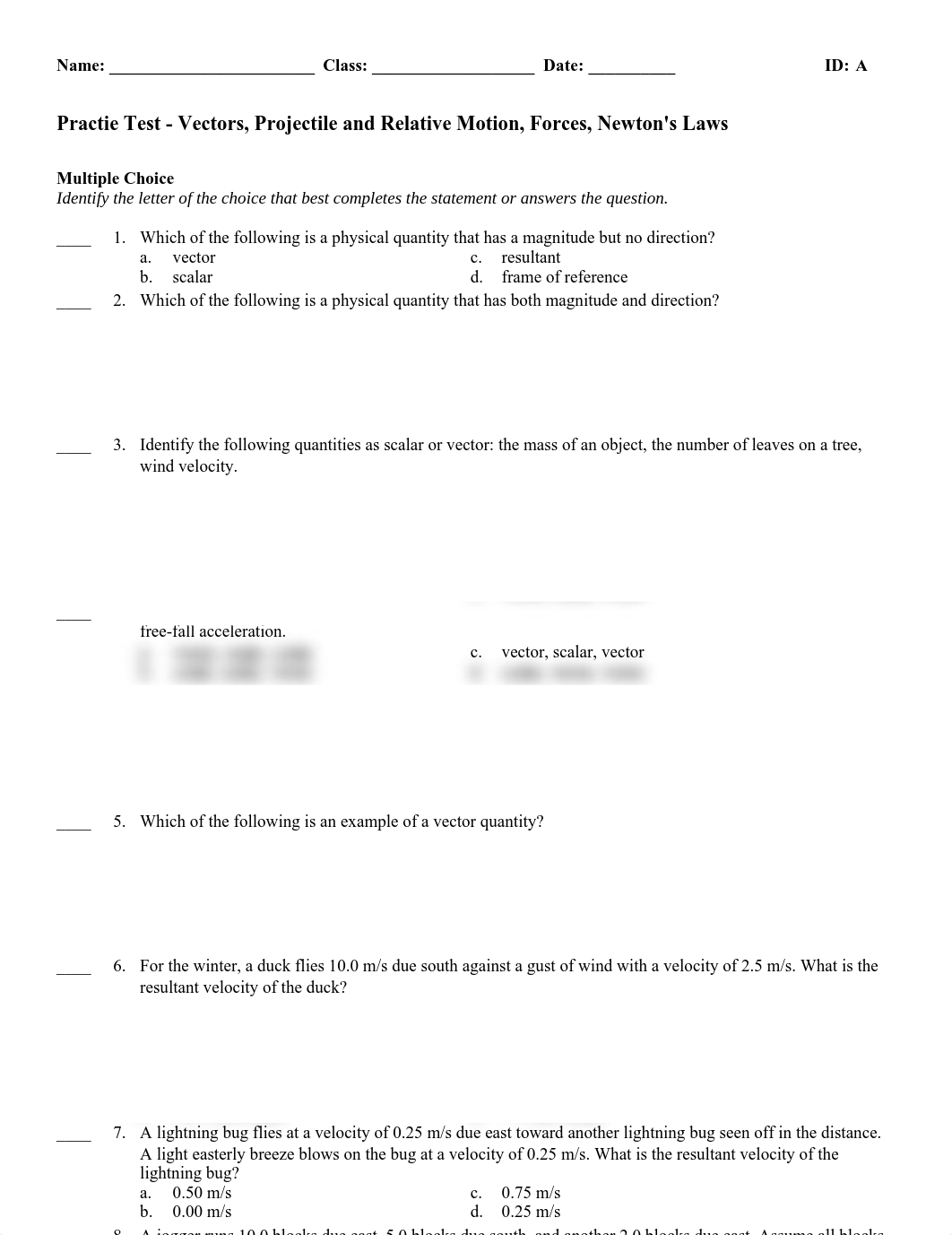 Practice -Vectors, Projectile Motion, Forces, Newtons Laws Database.pdf_di3n2xej7n3_page1