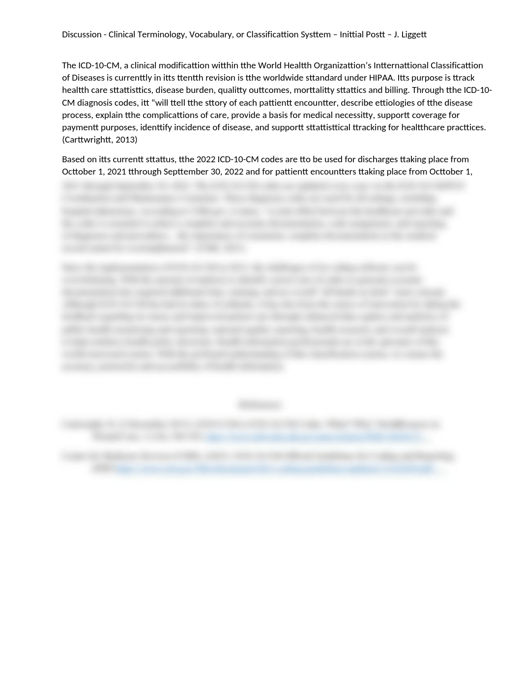 Discussion - Clinical Terminology, Vocabulary, or Classification System - Initial Post - J. Liggett._di3xl2ydyn7_page1