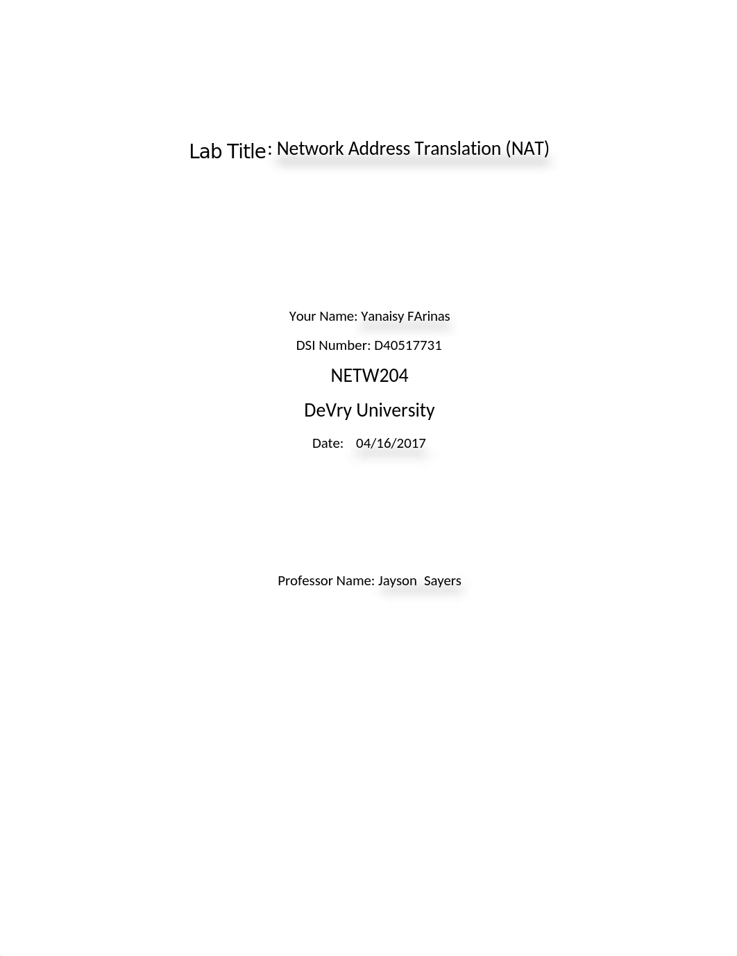 NETW204 Lab Report week 7_di48szsm33e_page1