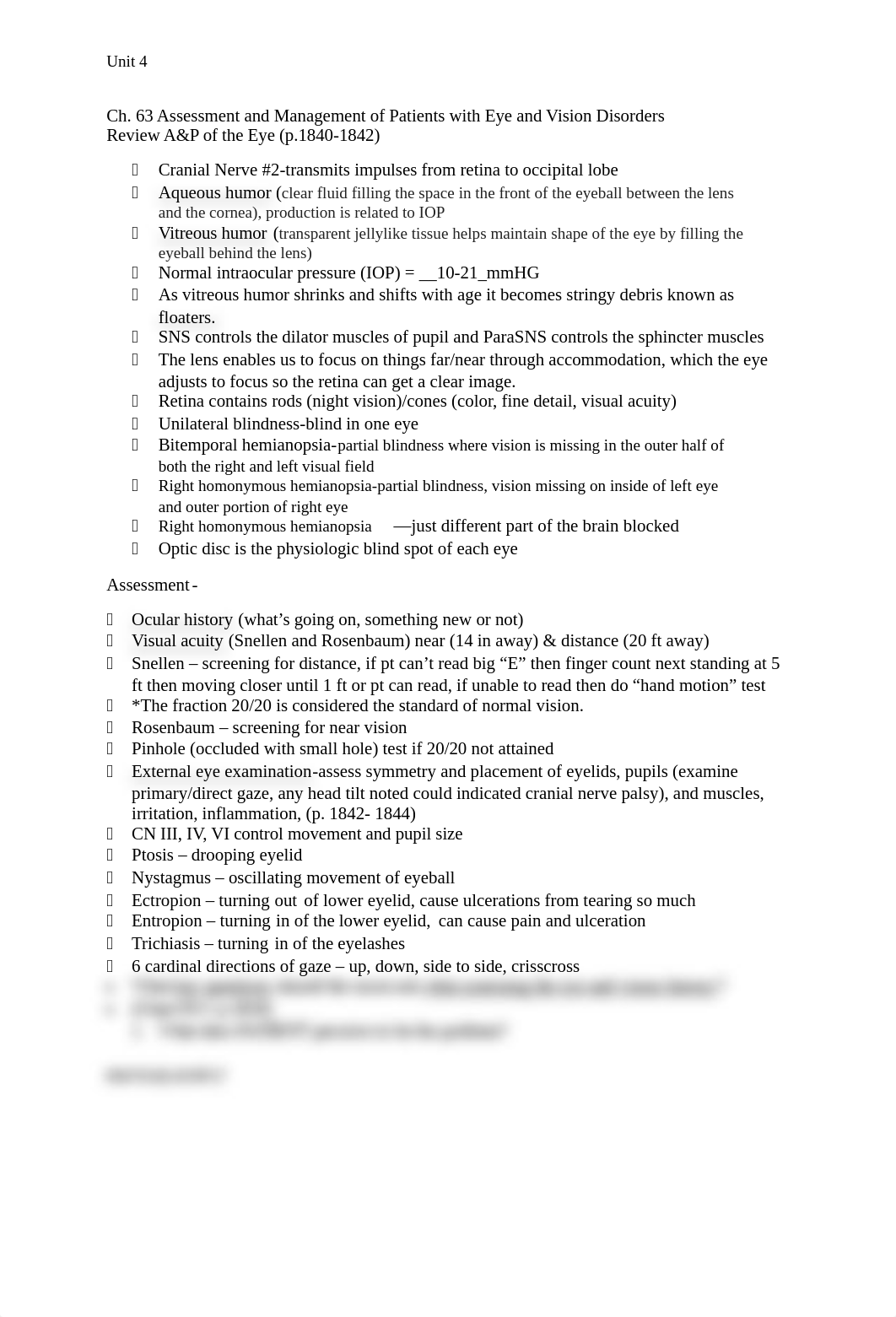 UNIT IV - Ch 63 & 64 Eye&Ear Study Guide.docx_di59om157w5_page1