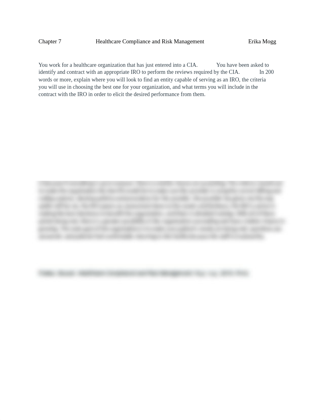 Chapter 7 Healthcare Compliance and Risk ManagementErika Mogg.docx_di5gqccjk0j_page1