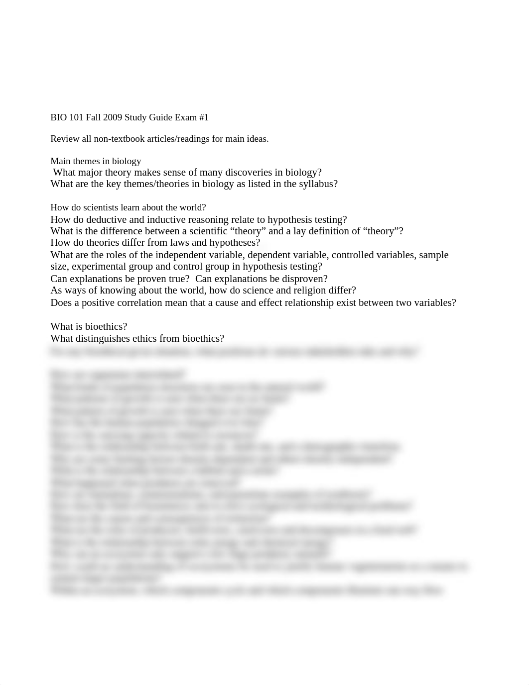 BIO 101 Fall 2009 Study Guide Exam #1_di6mdfppzjf_page1