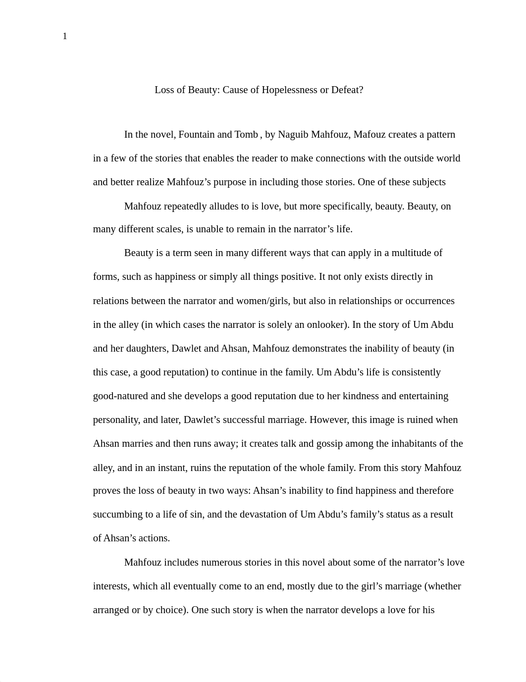 Loss of Beauty: Cause of Hopelessness or Defeat? essay_di76nbcn947_page1