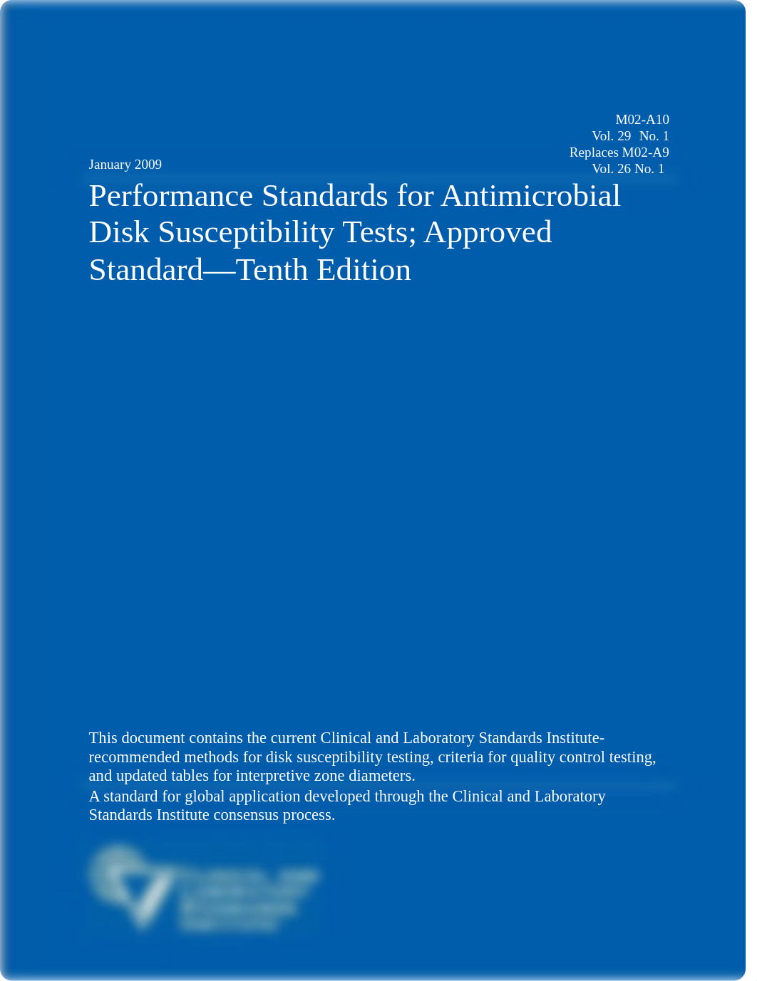 Performance Standards for Antimicrobial Disk Susceptibility Tests Approved Standard—Tenth Edition.pd_di7929pxx4p_page1