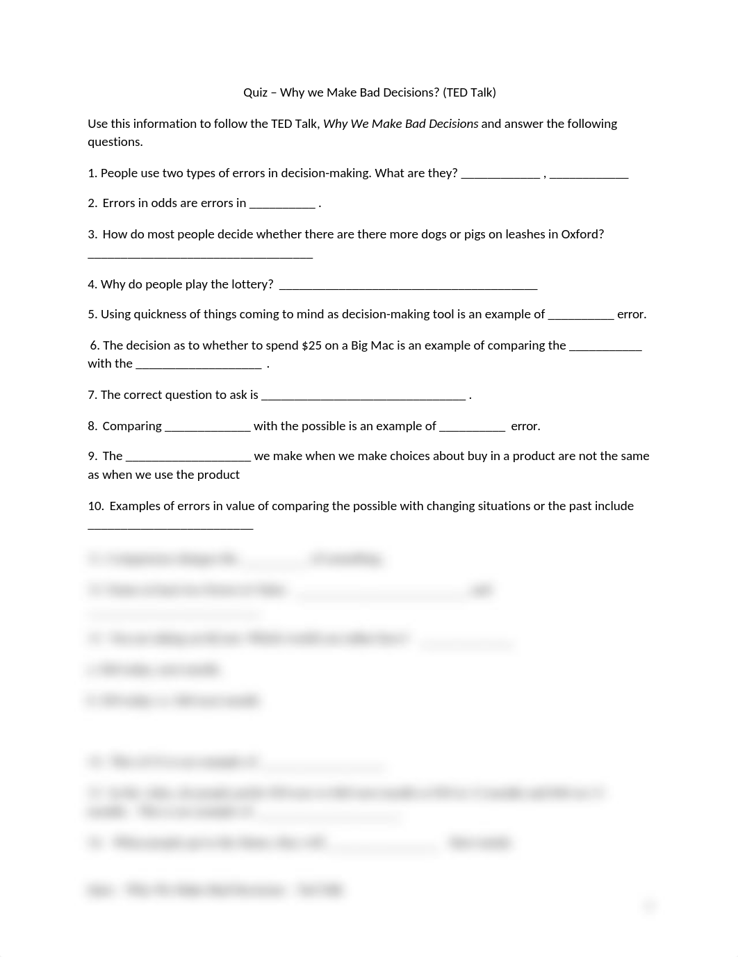 Quz Student Why we make bad decisions TED Talk Questions (3)_di7j4hiu9tn_page1