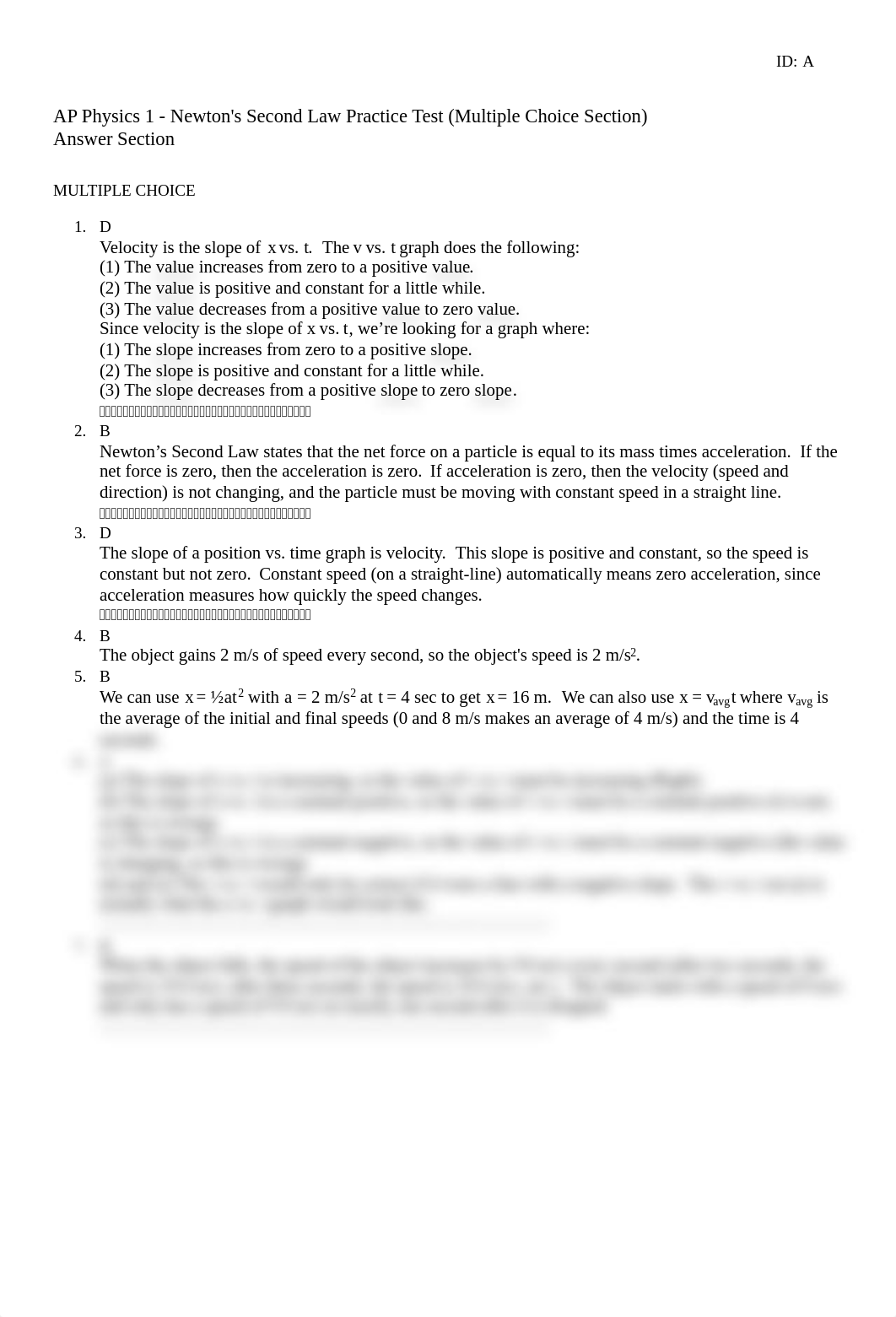 Practice Test MC SOLUTIONS - Unit P1-02 (Newtons Second Law).pdf_di83eaw5e6h_page1