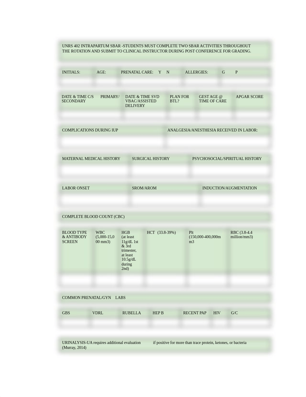 UNRS 402 INTRAPARTUM SBAR  .pdf_di8gc33lx4u_page1