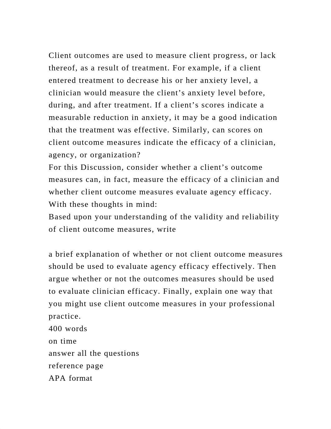 Client outcomes are used to measure client progress, or lack thereof.docx_di9dq15mkyc_page2