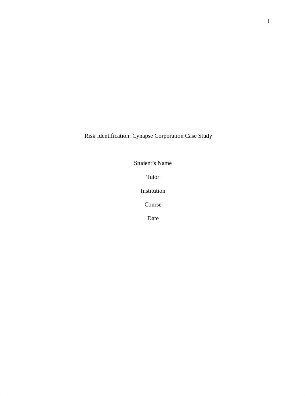 Risk Identification, Cynapse Corporation Case Study Finall.docx_di9satjbecn_page1