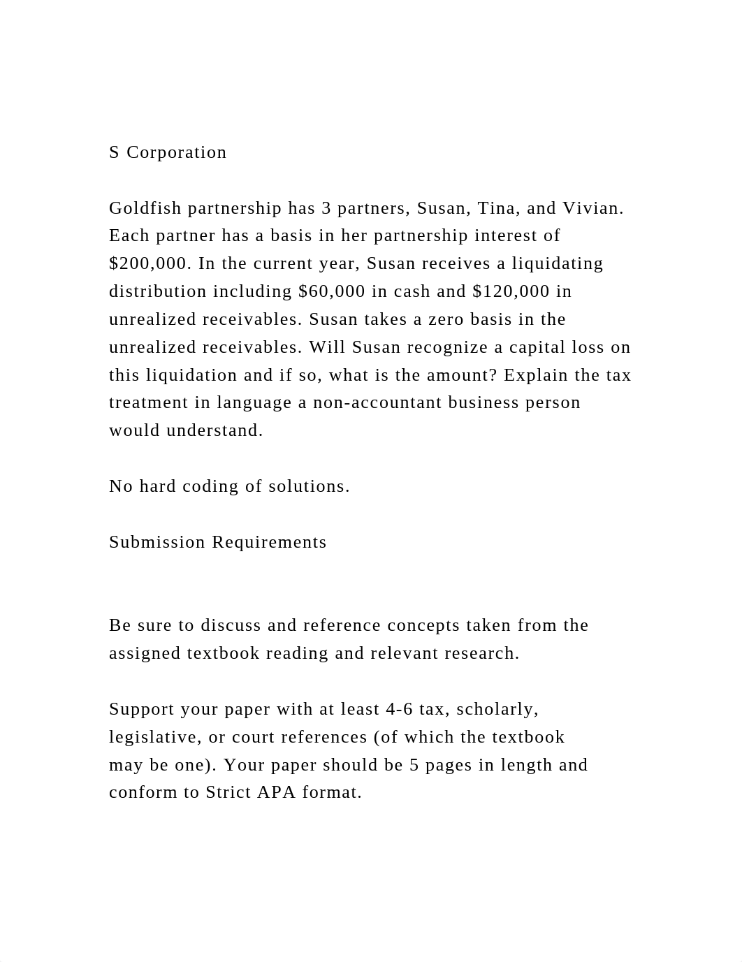 S CorporationGoldfish partnership has 3 partners, Susan, Tina,.docx_dia0mne8w8h_page2