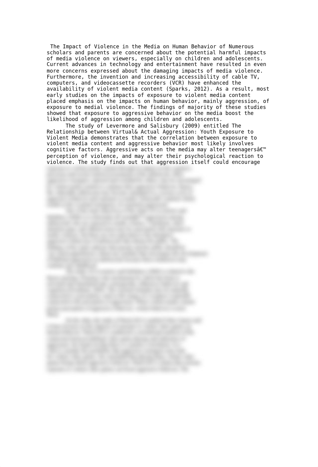 The Impact of Violence in the Media on Human Behavior essay.doc_diabmwa6737_page1