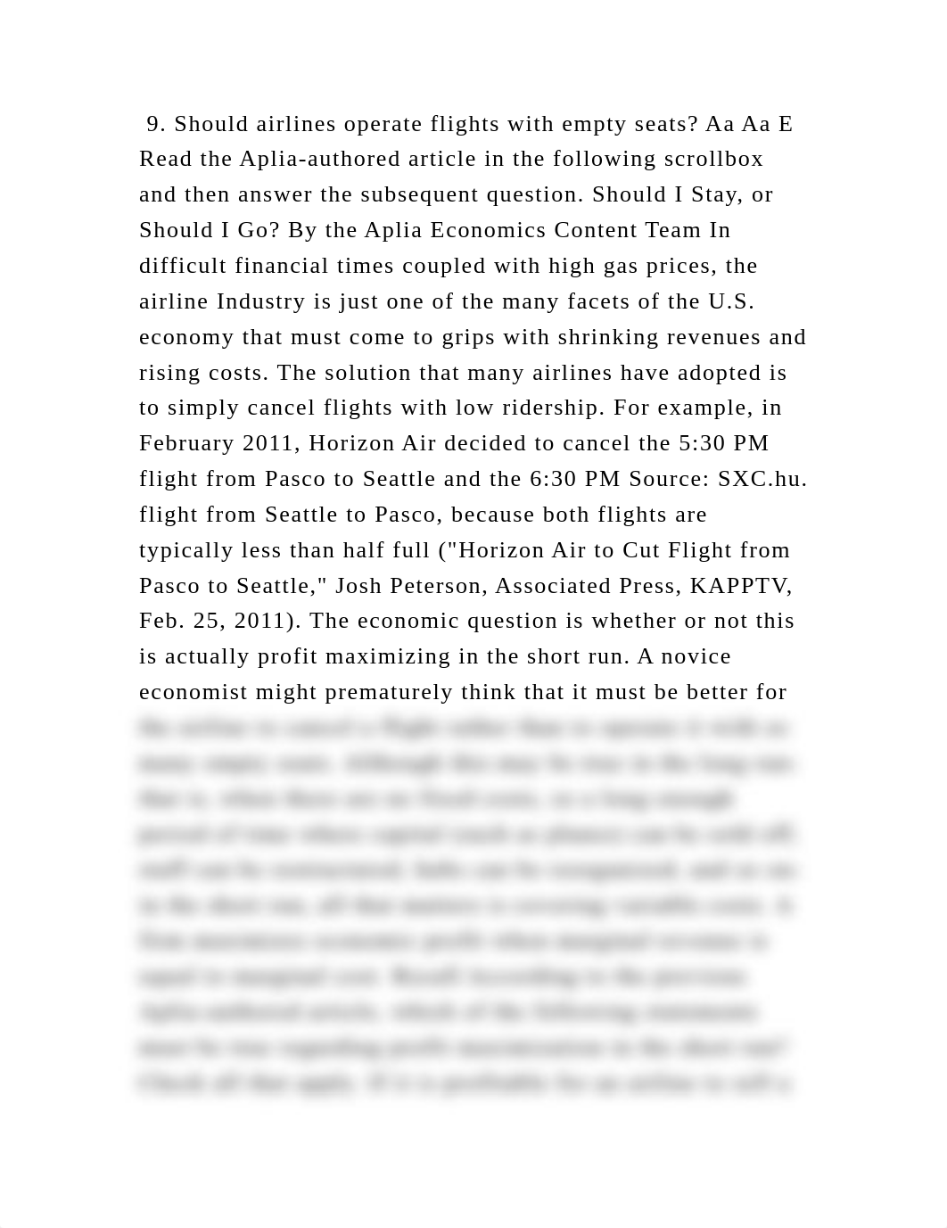 9. Should airlines operate flights with empty seats Aa Aa E Read the.docx_diai5k1hotx_page1