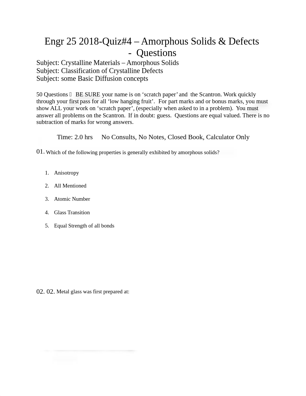 WVC-Engr25-2018Quiz#4-AmorphousSolids&Defects-Questions-50Q.docx_diblovlzbgd_page1