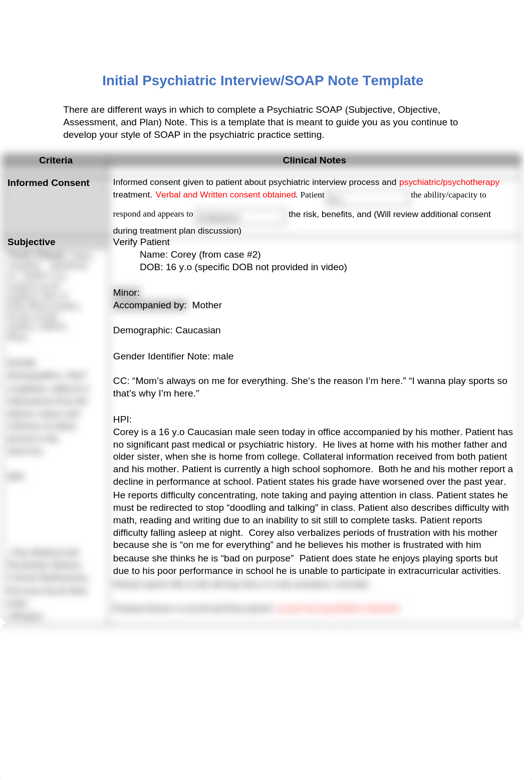 HU Initial Psychiatric Mental Health Assessment- SOAP Note ADHD - Cory video.docx_dibqv7ie0hr_page1