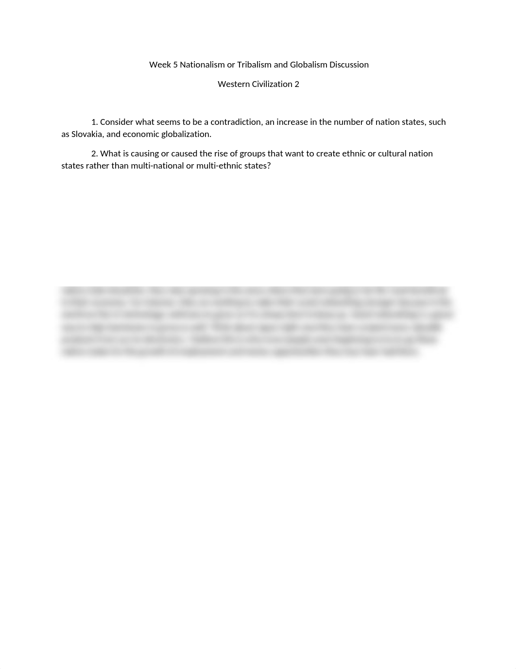 week 5 NATIONALISM OR TRIBALISM AND GLOBALISM DISCUSSION (western civilization 2).docx_didloimt019_page1