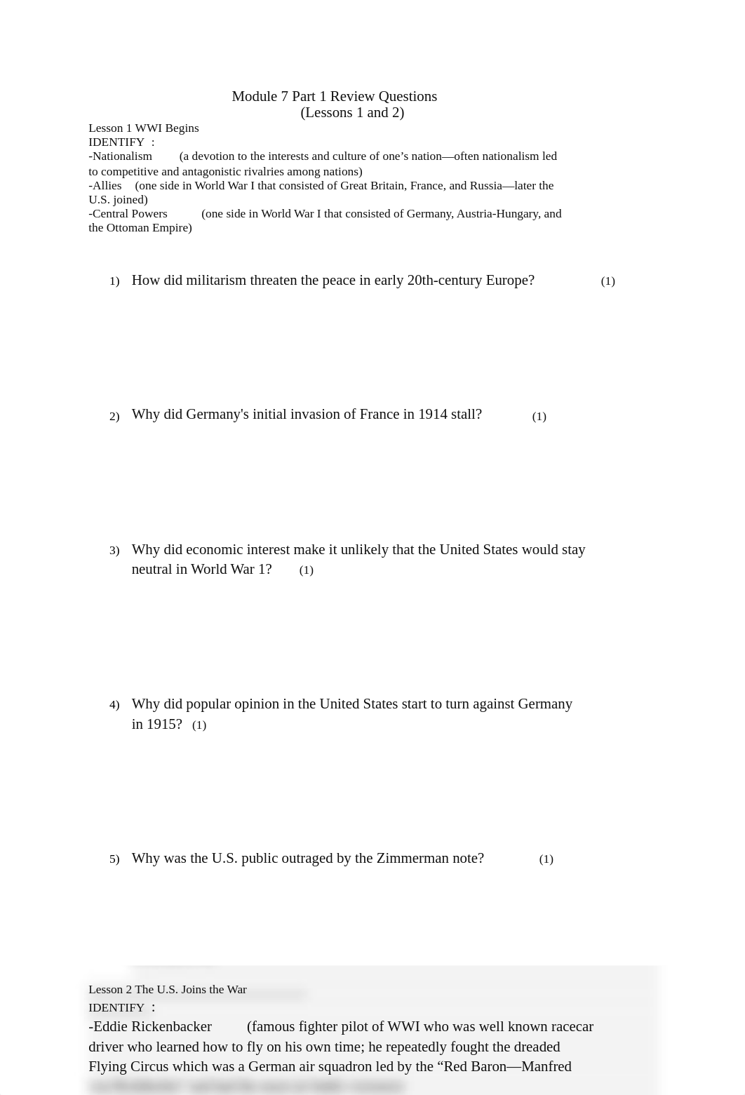 Module 7 WWI Review Questions Part 1 and Part 2 Notes (Answers).docx_diet07yf7fp_page1