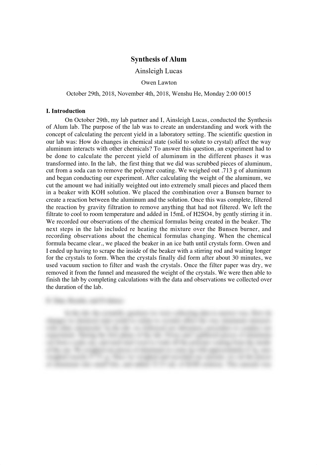 Synthesis of Alum Chem Lab Report .pdf_diexaw8owas_page1