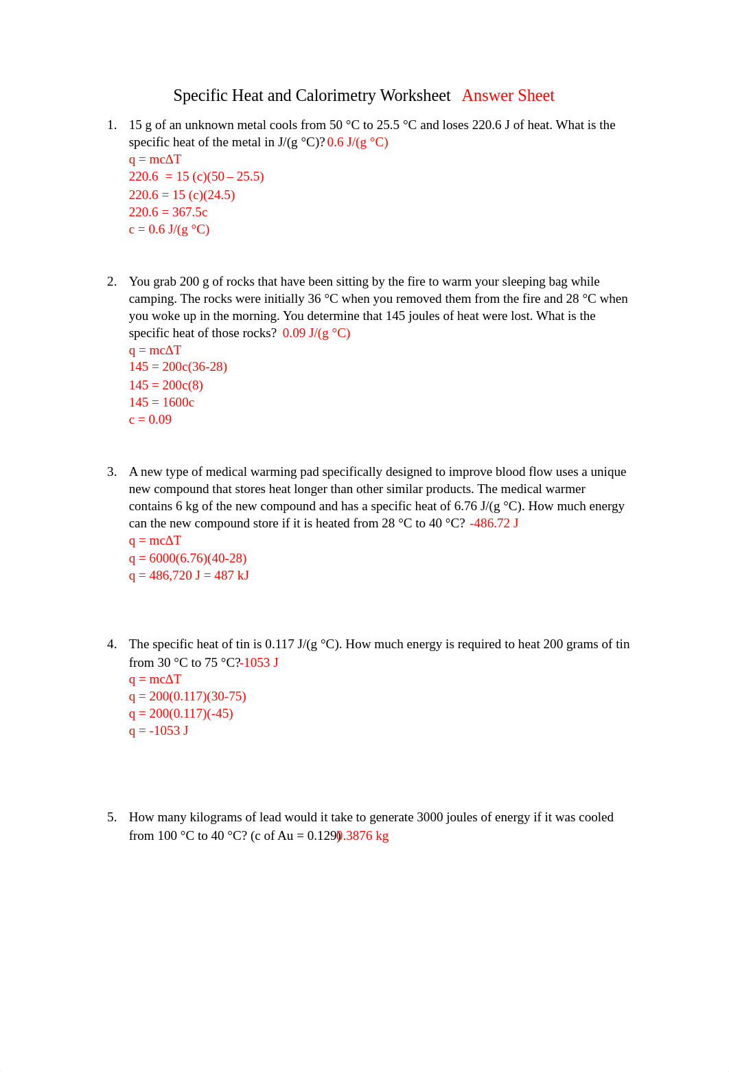 Specific Heat and Calorimetry Worksheet Answer Sheet .docx_difevavn9aj_page1