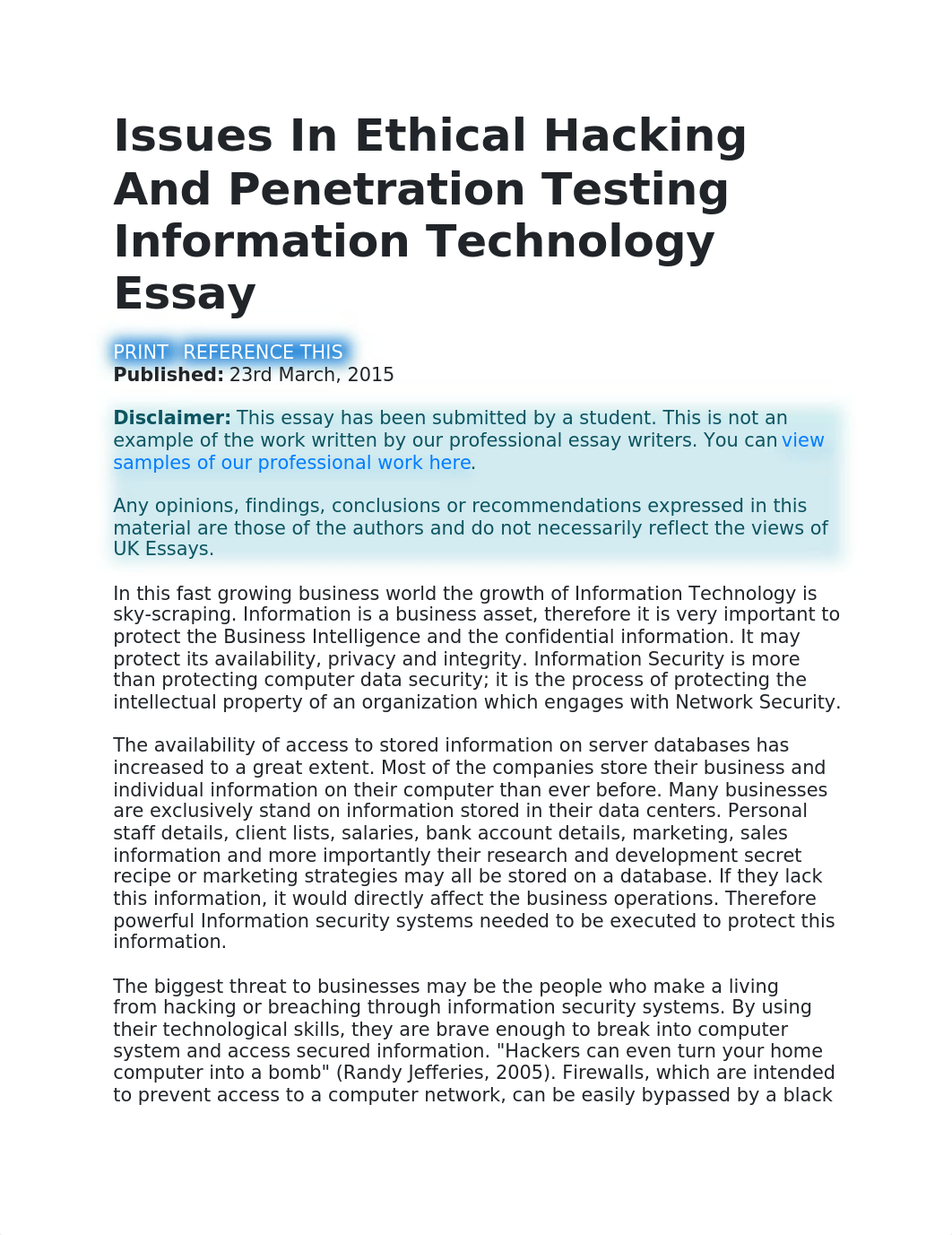 Issues In Ethical Hacking And Penetration Testing Information Technology Essay.docx_dihdwht6b63_page1