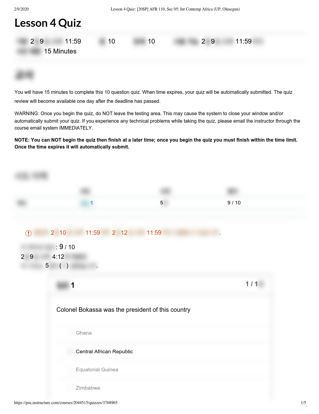 Lesson 4 Quiz- [20SP] AFR 110, Sec 05- Int Contemp Africa (UP, Olusegun).pdf_dihm68o784v_page1