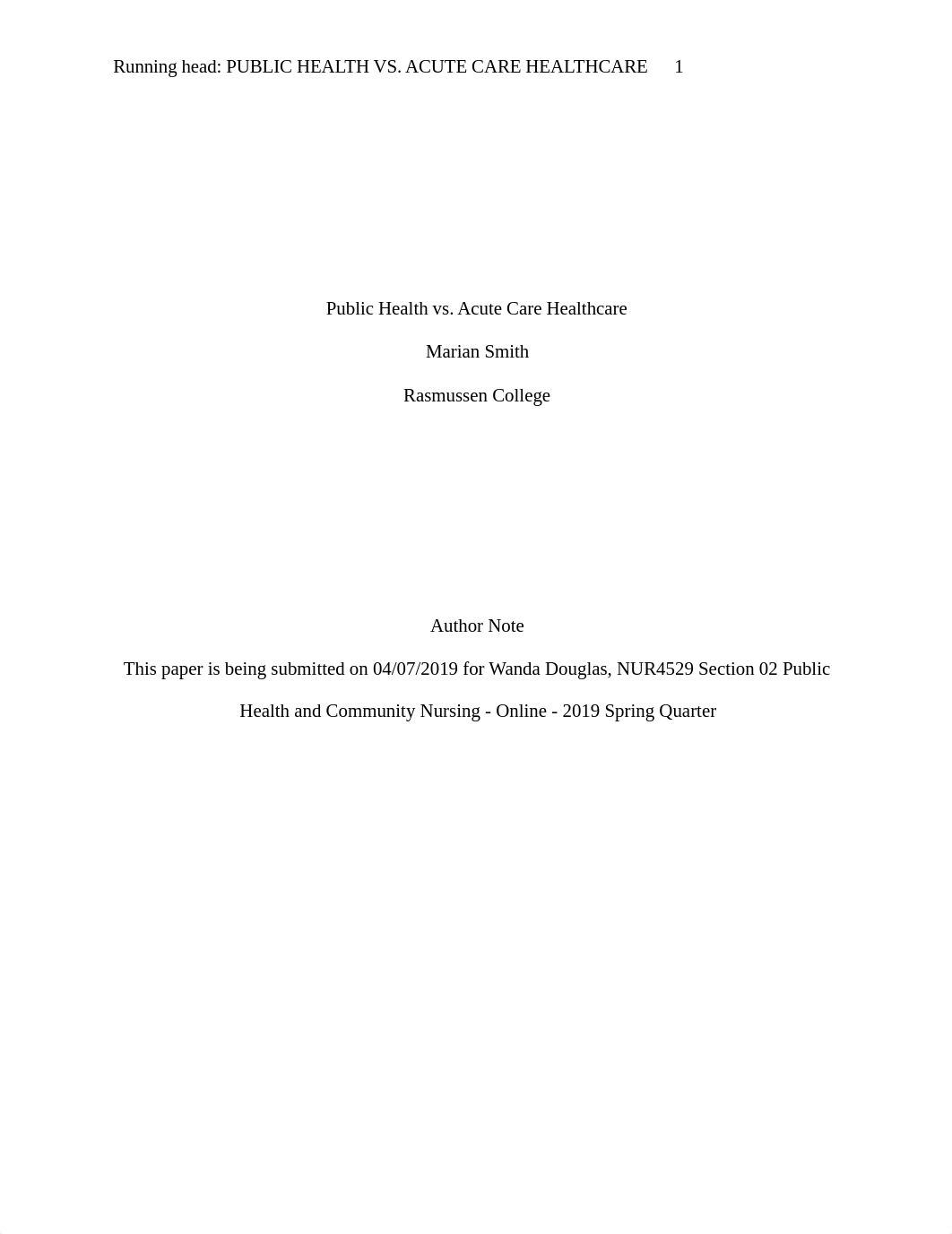 Public Health vs. Acute Care Healthcare Module 1 Written assignment.docx_dii1yoz8guu_page1