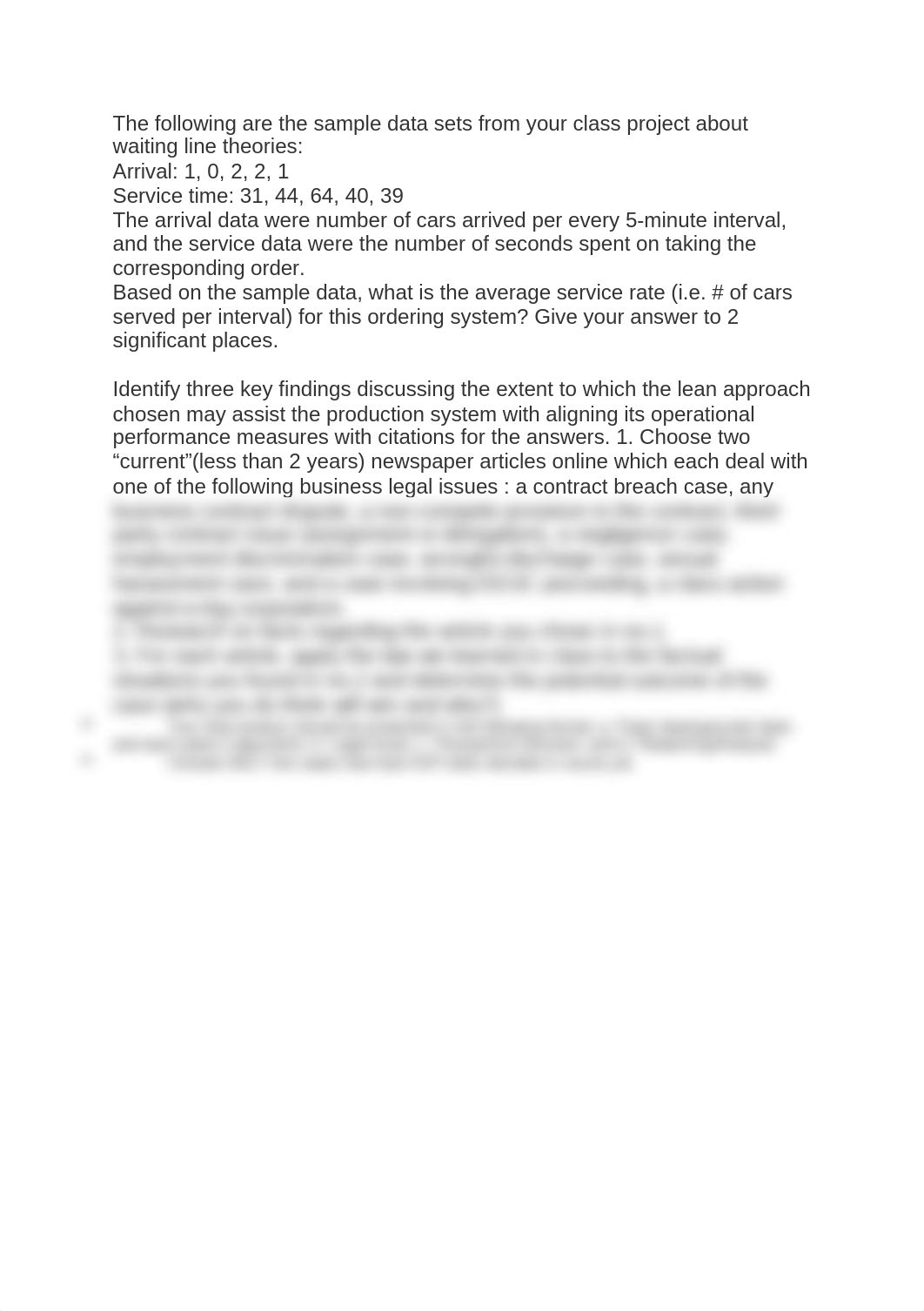 The following are the sample data sets from your class project about waiting line theories.docx_dii9yeg5qz2_page1